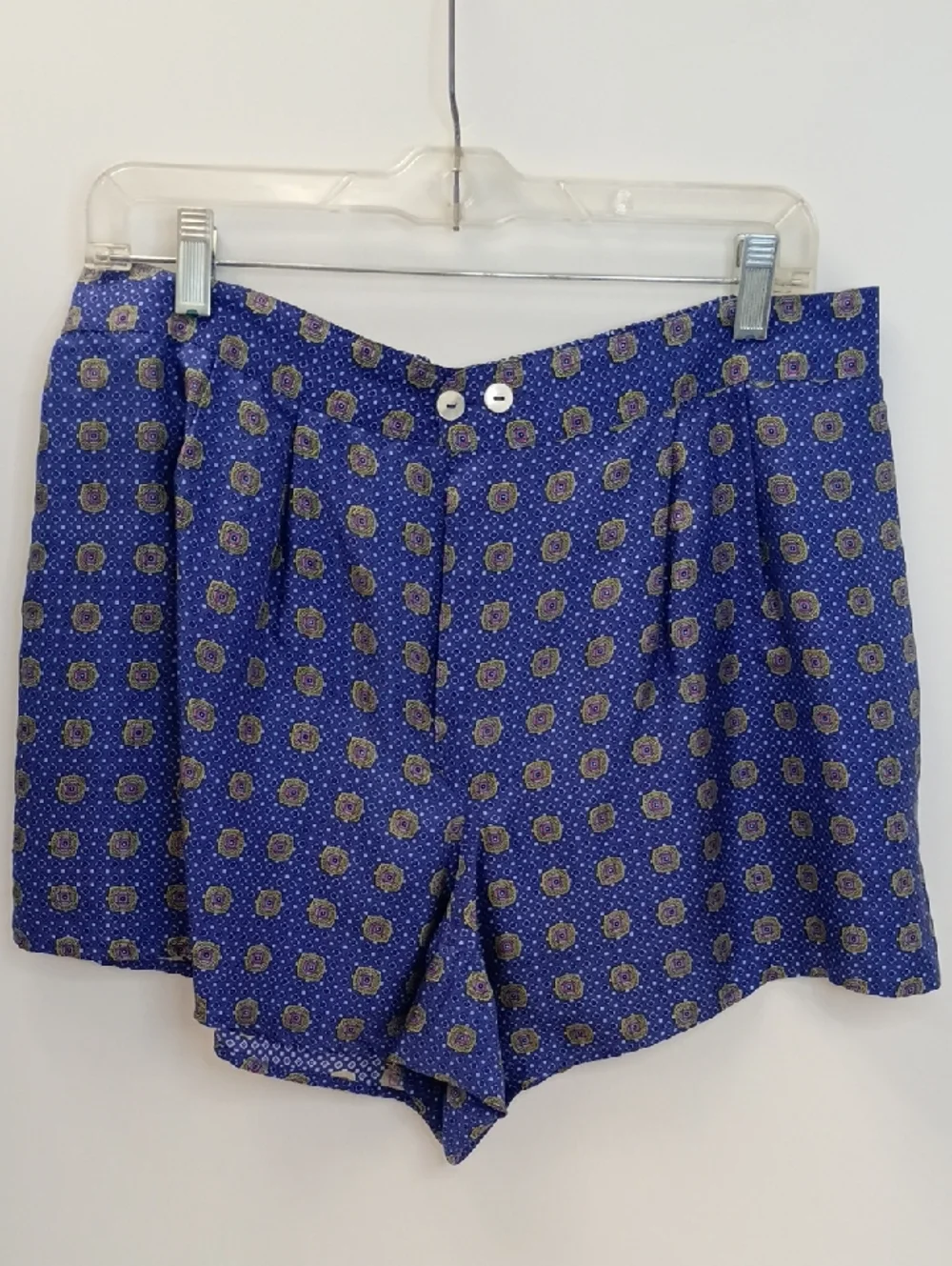 Victoria’s Secret 100% Silk Blue Patterned Boxers Lounge Shorts Size Extra Large